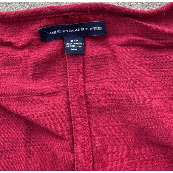 American Eagle Outfitters Red Crochet Trim Mini Dress Small Cotton Blend Boho St - Picture 3 of 6